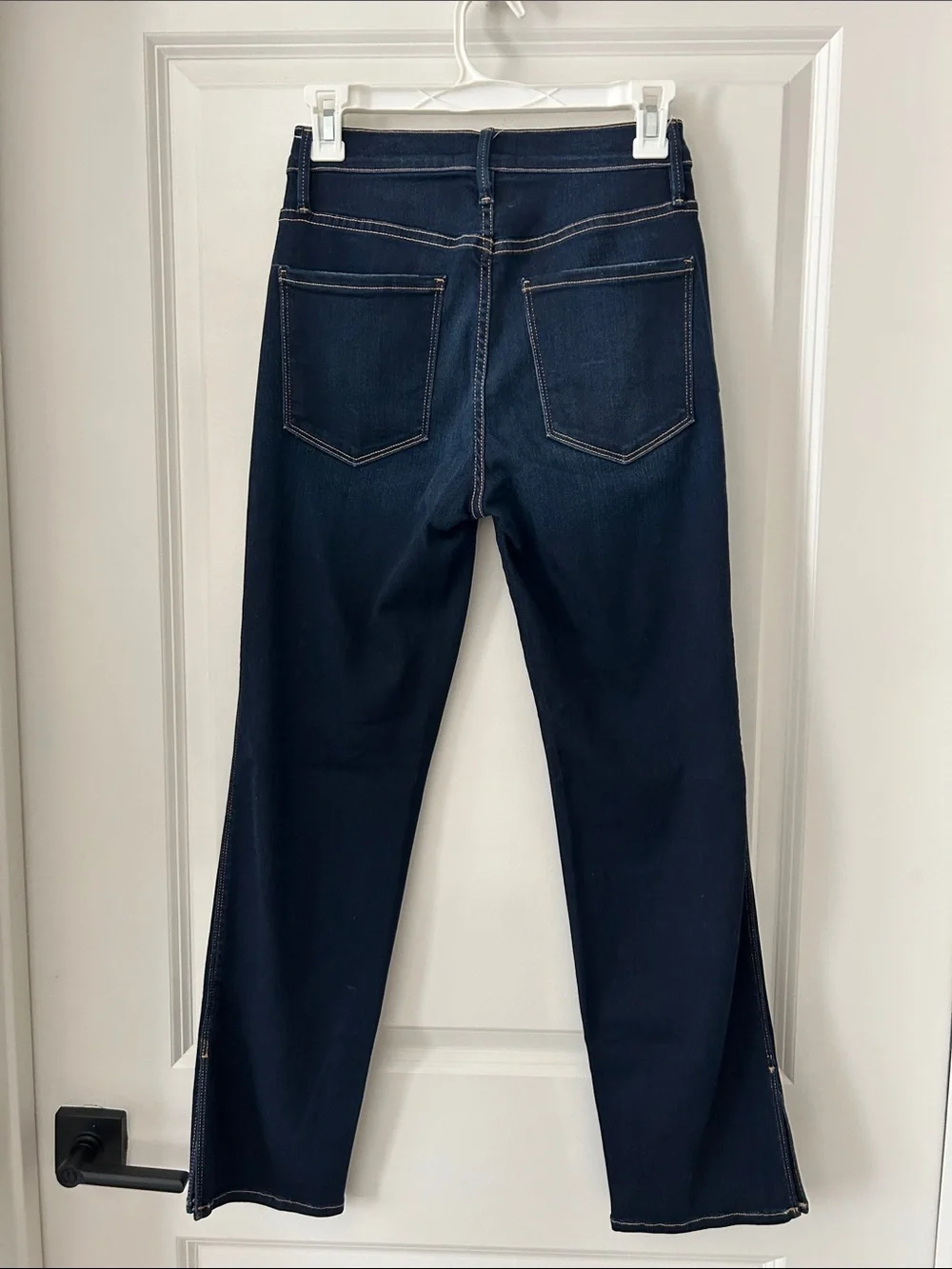 Frame Denim Dark Blue High-Rise Straight Jeans